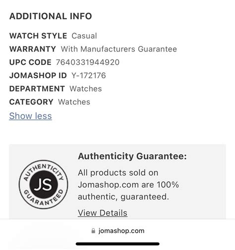 jomashop warranty